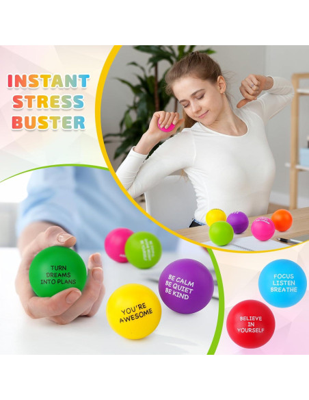 100 Pelotas Antiestrés Motivacionales SHQDD - Alivio Estrés 4 cm