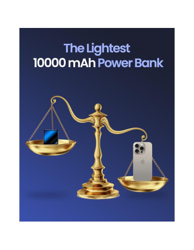 Banco de Energía 10000mAh Mini Cargador Rápido USB-C Negro
