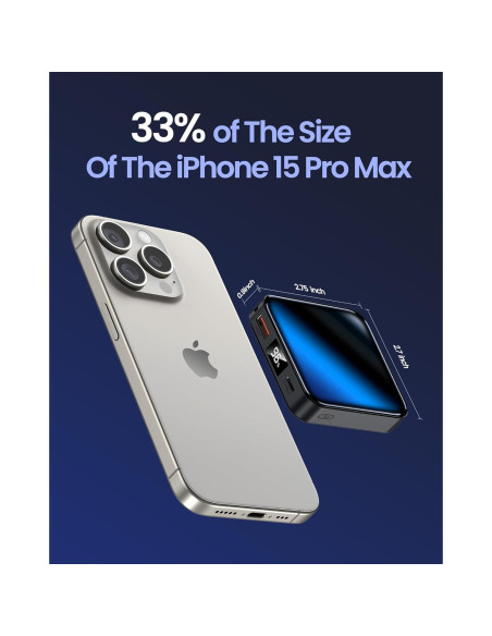 Banco de Energía 10000mAh Mini Cargador Rápido USB-C Negro