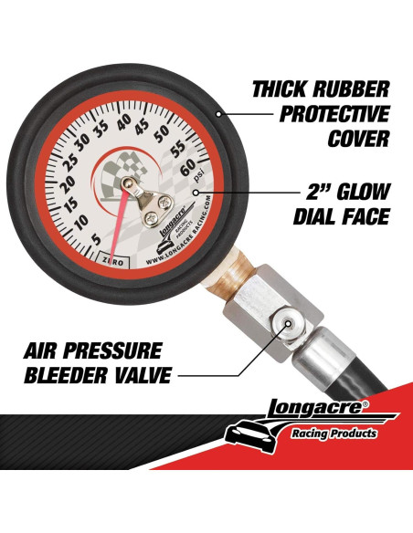 Medidor de Presión de Neumáticos Longacre 52004 0-60 PSI