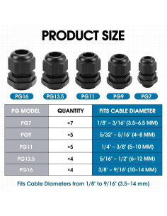Kit de Conectores de Cable Gland Oimyalsi - 25 Piezas IP68 2