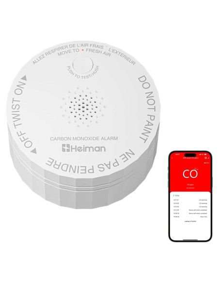 Detector de Monóxido de Carbono HEIMAN C1-W WiFi con Alarma
