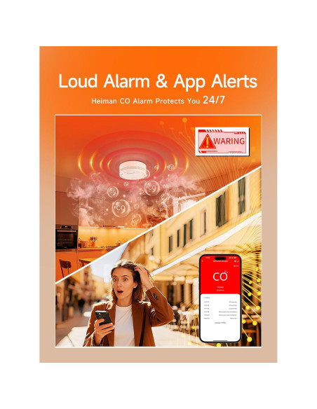 Detector de Monóxido de Carbono HEIMAN C1-W WiFi con Alarma