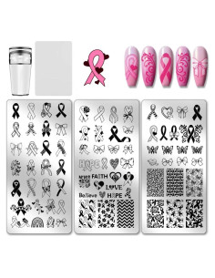 Kit de Estampado de Uñas PH PandaHall 3 Piezas Cinta Rosa 12x6 cm
