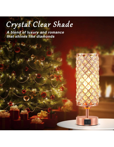 Lámpara de Mesa Táctil Hong-in Rosa Dorada con USB-C y A