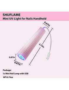 Lámpara UV Mini Portátil SHUFLAME Rosa para Uñas de Gel 2