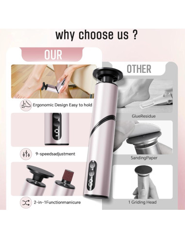 Removedor de Callos Eléctrico Inalámbrico ZHOUMADE FR11 9 Velocidades