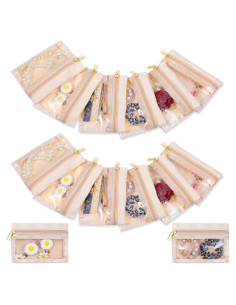 Bolsa de Joyería de Terciopelo Meyeyaia 12 Pcs Beige