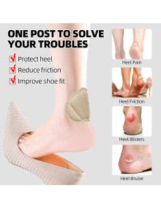 Cojines para Talones FootJKYX - 4 Pares Negros Antideslizantes 2