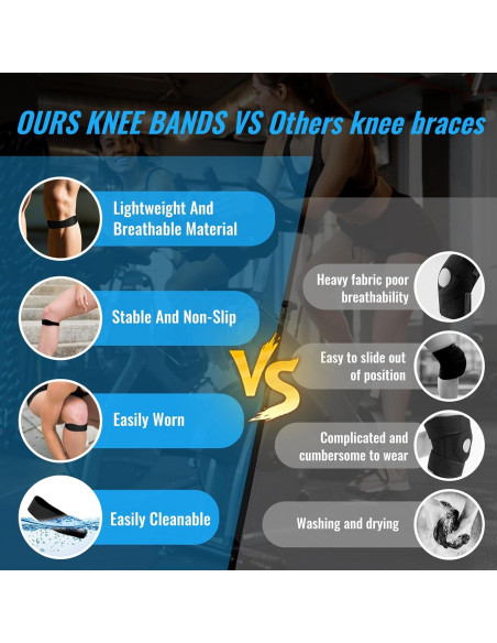2PCS Banda de Patela OPOX Soporte Rodilla Alivio Dolor Negro