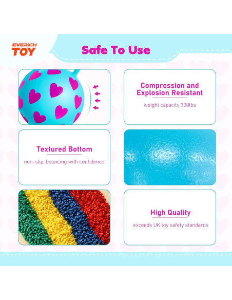 Bola Saltarina EVERICH 40cm Corazón Azul para Niños 3-6 años
