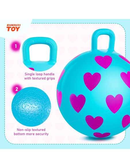 Bola Saltarina EVERICH 40cm Corazón Azul para Niños 3-6 años