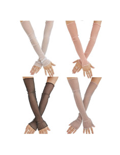 4 Pares Mangas de Brazo Transparentes de Malla para Mujeres