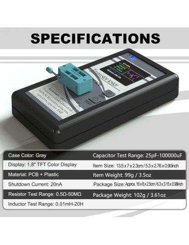 Probador de Transistores DROK - Medidor LCR Multifuncional