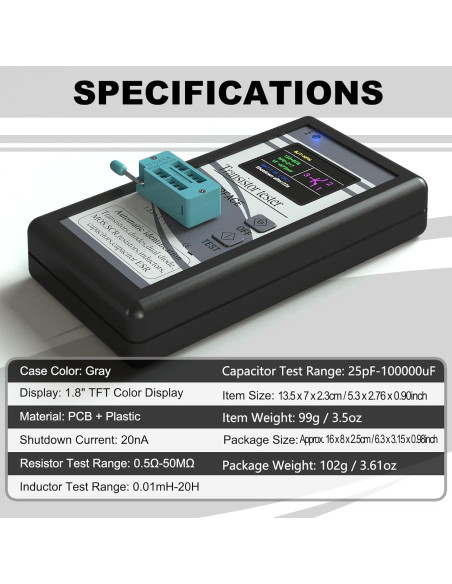 Probador de Transistores DROK - Medidor LCR Multifuncional