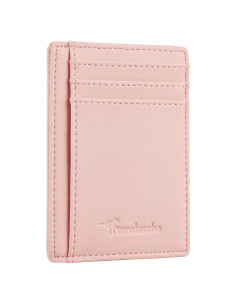 Billetera Minimalista de Cuero Travelambo RFID Rosa Mediana