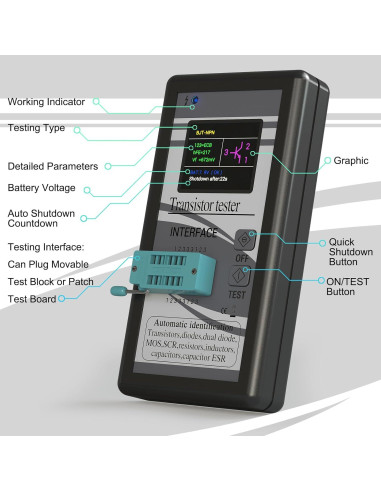 Probador de Transistores DROK - Medidor LCR Multifuncional