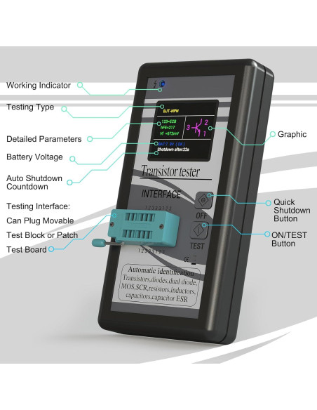 Probador de Transistores DROK - Medidor LCR Multifuncional