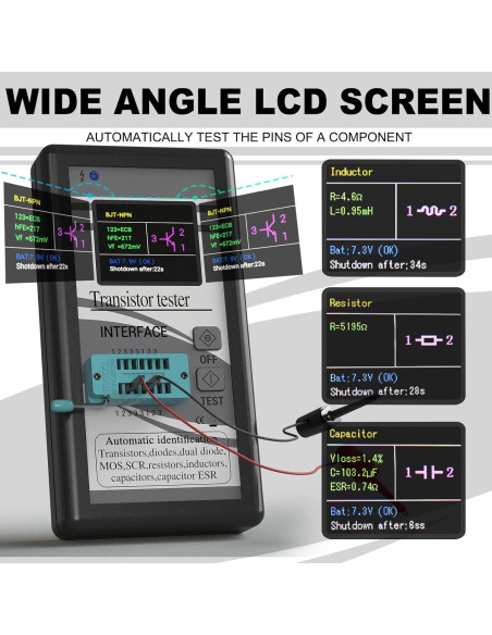 Probador de Transistores DROK - Medidor LCR Multifuncional