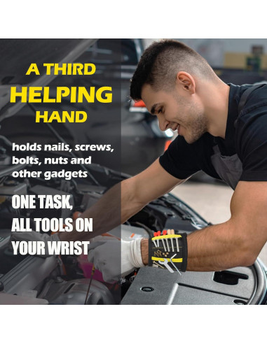 Pulsera Magnética PPRAFDD para Tornillos y Brocas - Negro y Amarillo