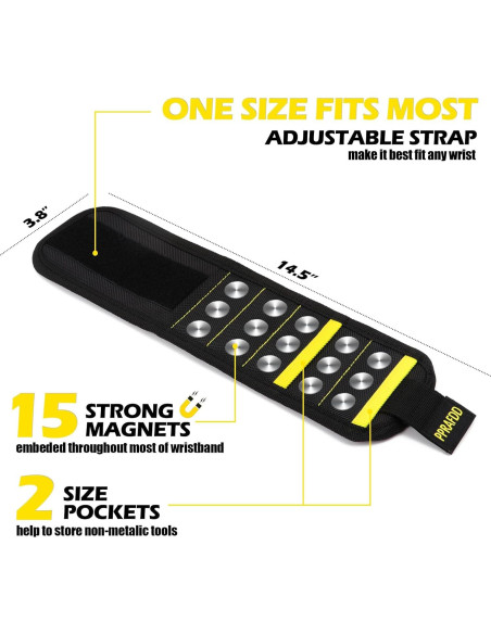 Pulsera Magnética PPRAFDD para Tornillos y Brocas - Negro y Amarillo