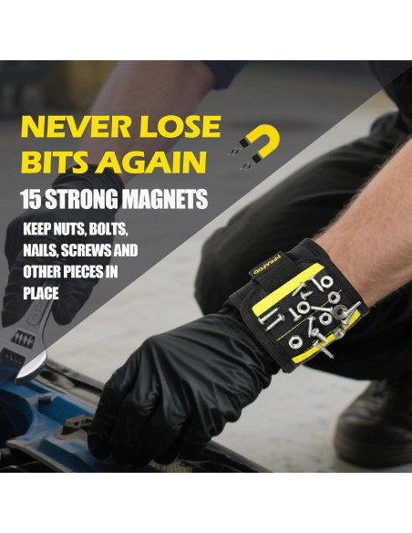 Pulsera Magnética PPRAFDD para Tornillos y Brocas - Negro y Amarillo