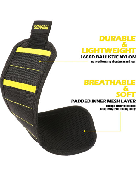 Pulsera Magnética PPRAFDD para Tornillos y Brocas - Negro y Amarillo