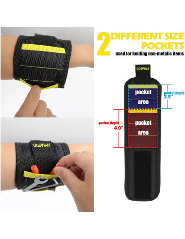 Pulsera Magnética PPRAFDD para Tornillos y Brocas - Negro y Amarillo