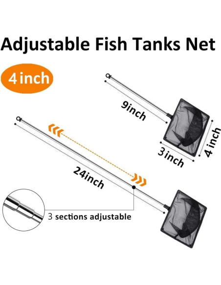 Red de Acuario Extensible Grepol 9-24 Pulgadas Nylon Acero