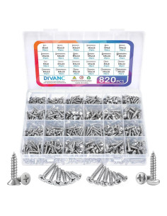 Juego de Tornillos de Madera DIVANC 820PCS M3 M4 M5 M6 Acero Inox