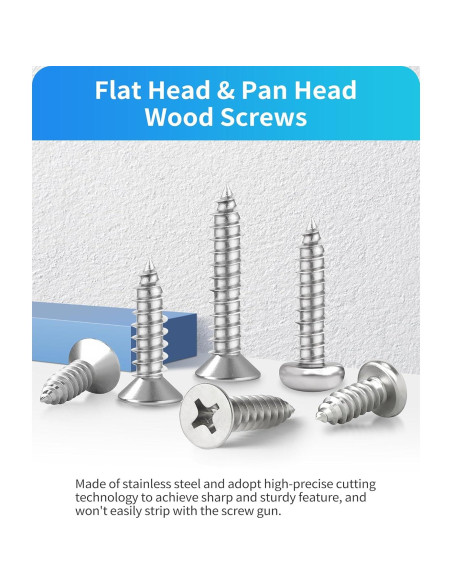 Juego de Tornillos de Madera DIVANC 820PCS M3 M4 M5 M6 Acero Inox