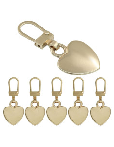 Tiradores de Cremallera Hitefu 5 Pack Corazón Dorado 3.8cm