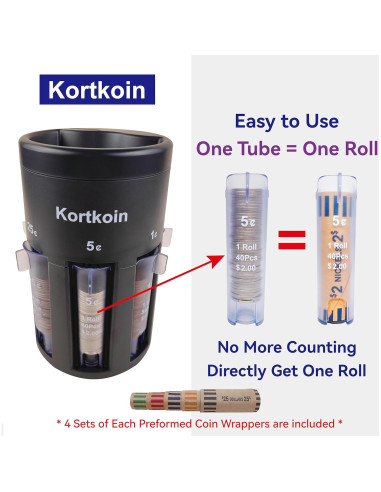 Clasificador de Monedas Automático Kortkoin 5 en 1 Rápido y Preciso