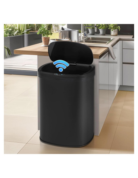 Cubo de Basura Automático Dkeli 50L Acero Inoxidable Negro