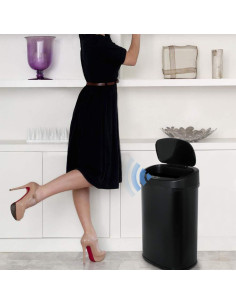 Cubo de Basura Automático Dkeli 50L Acero Inoxidable Negro 2