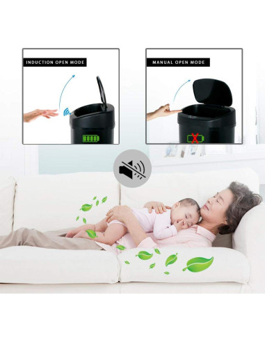 Cubo de Basura Automático Dkeli 50L Acero Inoxidable Negro