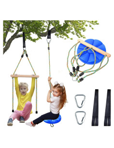 Columpio de Disco Ajustable FAETKLC para Niños Azul 3 en 1