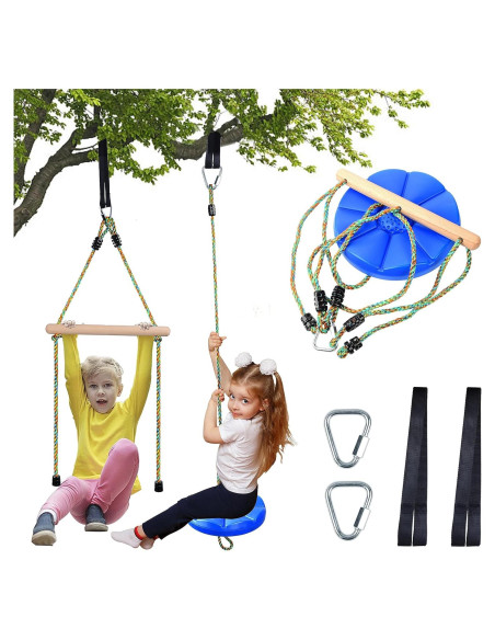 Columpio de Disco Ajustable FAETKLC para Niños Azul 3 en 1