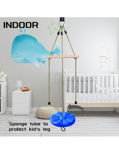 Columpio de Disco Ajustable FAETKLC para Niños Azul 3 en 1