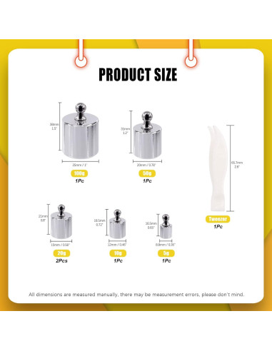 Juego de Pesas de Calibración Mardatt 7 Piezas 200g Acero