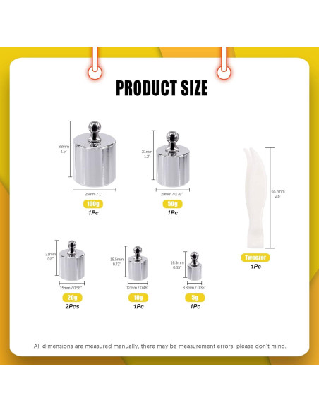 Juego de Pesas de Calibración Mardatt 7 Piezas 200g Acero