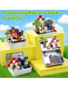 70 Piezas Bloques Magnéticos Portátiles Resflycheng STEM 2