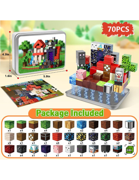 70 Piezas Bloques Magnéticos Portátiles Resflycheng STEM