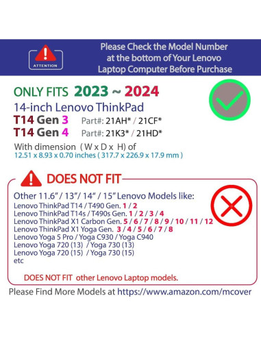 Funda Dura mCover para Lenovo ThinkPad T14 Gen 3/4 14" Transparente