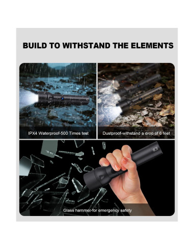 Linterna LED Recargable Spriak K2503 - 800 Lúmenes, 3 Paquetes