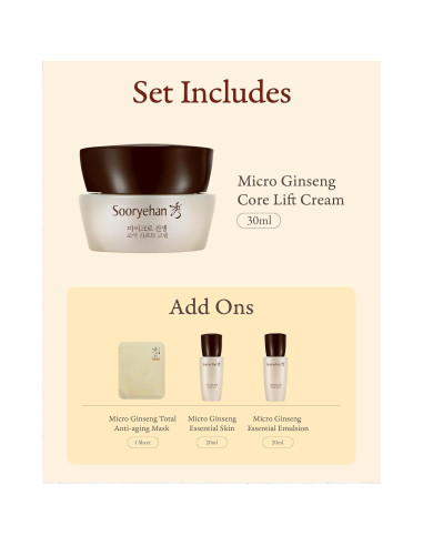 Crema Liftante Sooryehan Ginseng Micro Set 70.9 ml - Hidratación y Firmeza