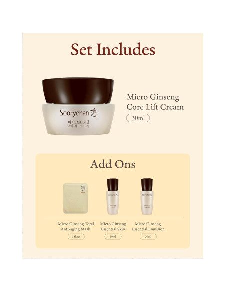 Crema Liftante Sooryehan Ginseng Micro Set 70.9 ml - Hidratación y Firmeza