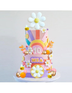 43 Piezas Decoraciones de Pastel Boho Margaritas y Abejas 2