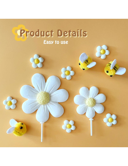 43 Piezas Decoraciones de Pastel Boho Margaritas y Abejas 43 Piezas Decoraciones de Pastel Boho Margaritas y Abejas