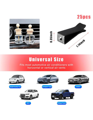 Clips de Ventilación de Aire Augeny 25 PCS Universal Negro